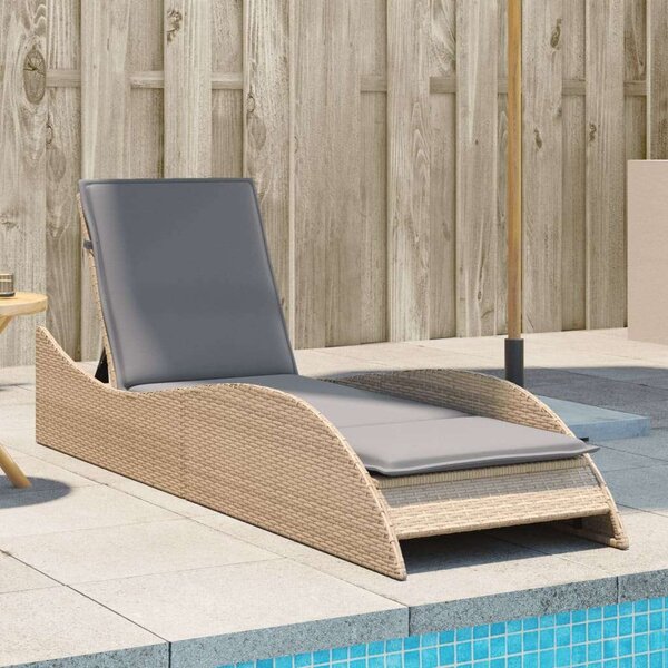 VidaXL Napozóágy - Polyrattan - Bézs - 205 cm