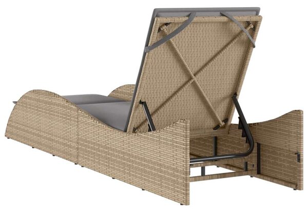 VidaXL Napozóágy - Polyrattan - Bézs - 205 cm