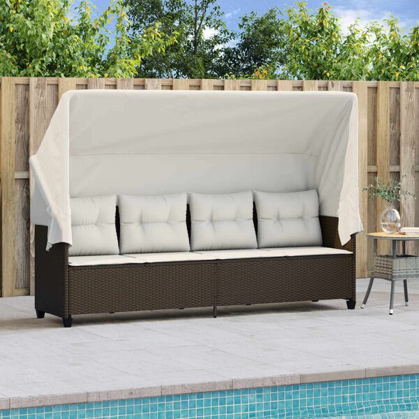 VidaXL Napozóágy - Barna Polyrattan - 204cm