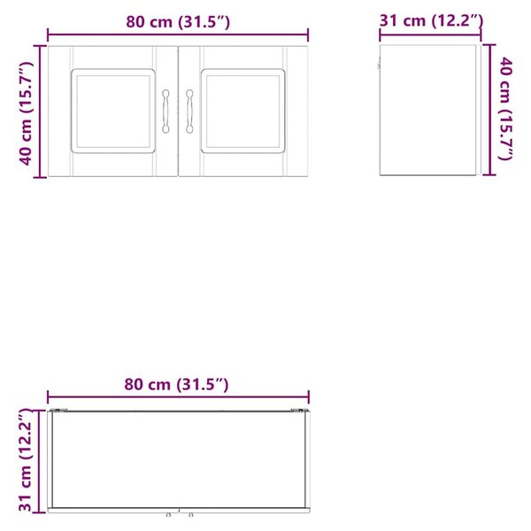 VidaXL Fali Szekrény PORTO Magas Fényű Fehér 80 x 31 x 40 cm Faanyag