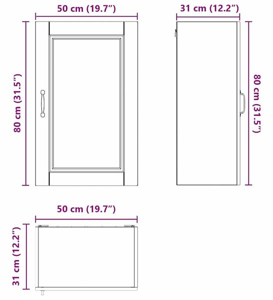 VidaXL Konyhaszekrény polcokkal ajtóval Fehér 50 x 31 x 80 cm Faanyag