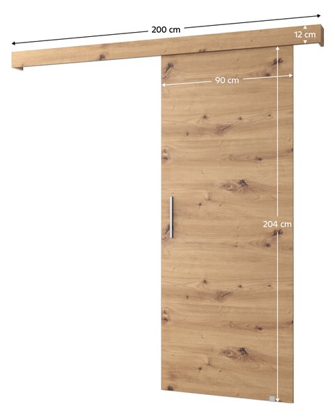KONDELA Tolóajtó, artisan tölgy/artisan tölgy/ezüst, SALDOR 90 1