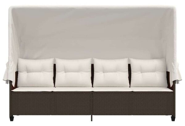 VidaXL Napozóágy - Barna Polyrattan - 204cm