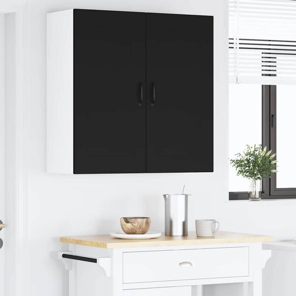 VidaXL Konyhaszekrény polcokkal ajtóval Fekete 80 x 31 x 80 cm Faanyag