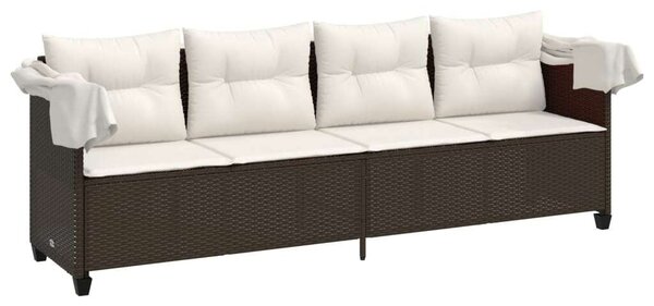 VidaXL Napozóágy - Barna Polyrattan - 204cm