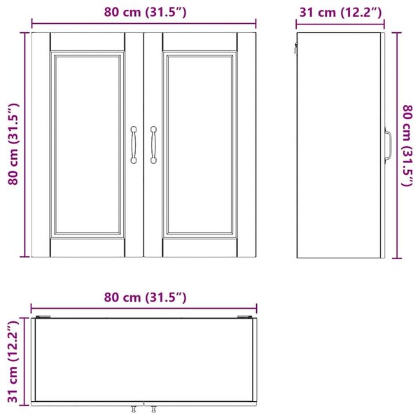 VidaXL Konyhaszekrény polcokkal Szürke Sonoma 80 x 31 x 80 cm Faanyag