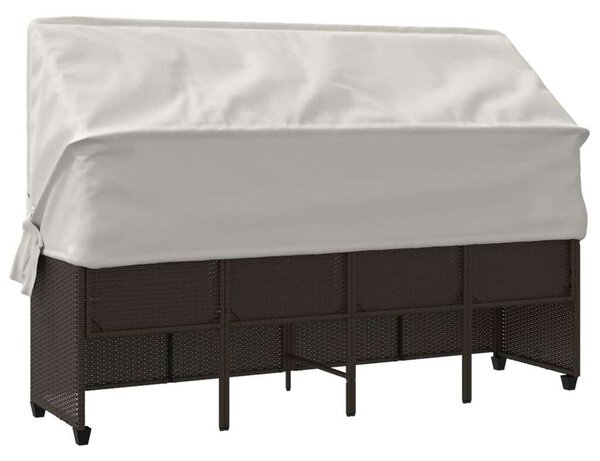 VidaXL Napozóágy - Barna Polyrattan - 204cm