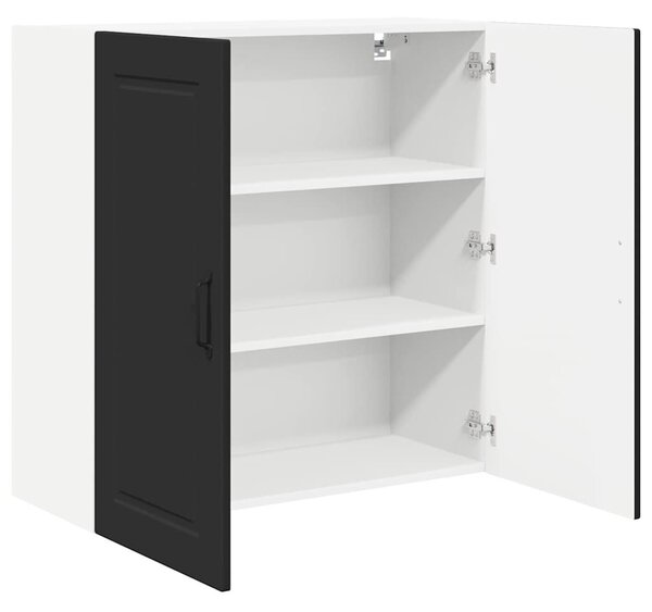 VidaXL Konyhaszekrény polcokkal ajtóval Fekete 80 x 31 x 80 cm Faanyag