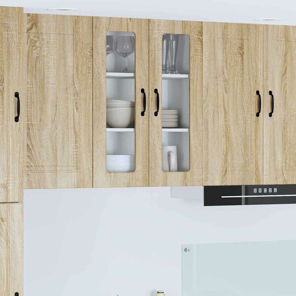 VidaXL Fali üveges szekrény PORTO Sonoma tölgy 60 x 31 x 80 cm Faanyag