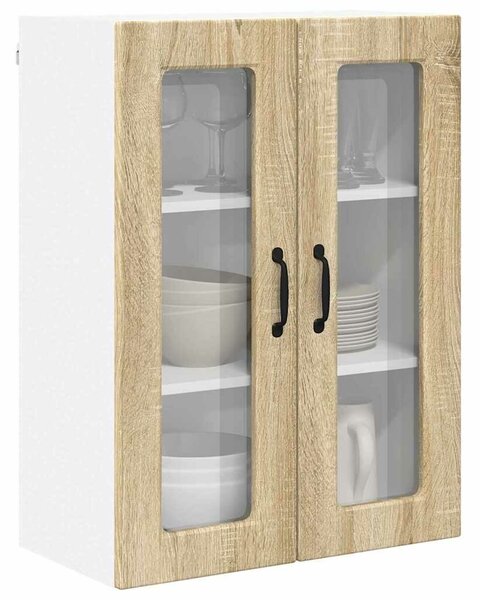 VidaXL Fali üveges szekrény PORTO Sonoma tölgy 60 x 31 x 80 cm Faanyag