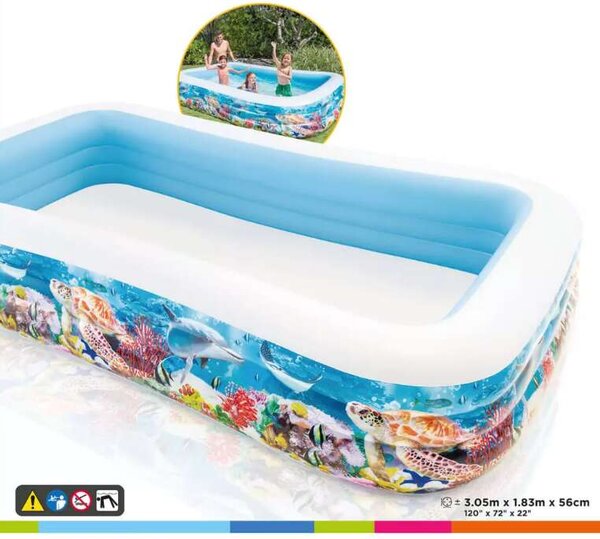 Wet Set Felfújható Családi Medence - Tengeri Motívum - 305x183x56cm