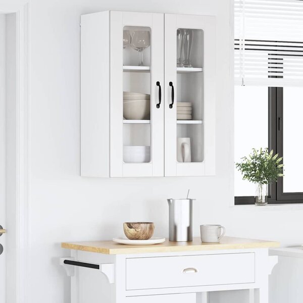 VidaXL Fali üveges szekrény PORTO Magas Fényű Fehér 60 x 31 x 80 cm