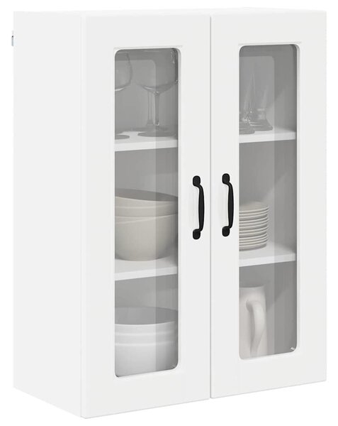VidaXL Fali üveges szekrény PORTO Magas Fényű Fehér 60 x 31 x 80 cm