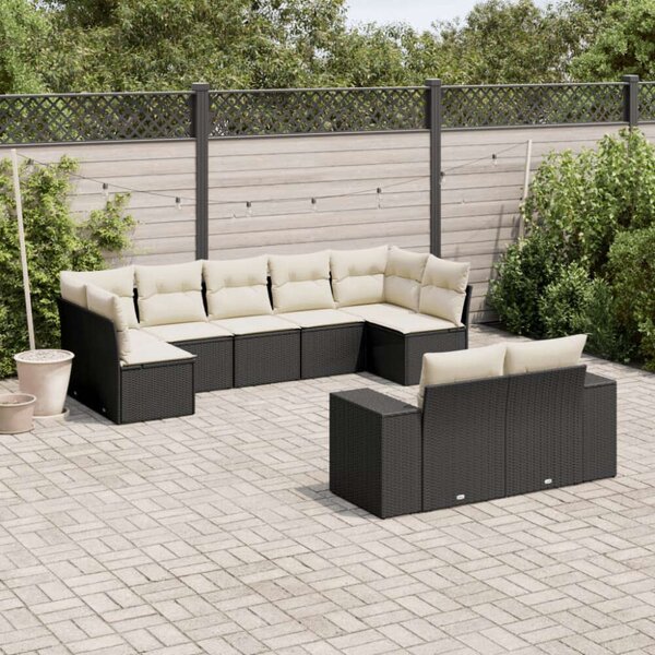 VidaXL Polyrattan Kerti Ülőgarnitúra - 9 részes - Fekete