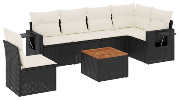 VidaXL Polyrattan Kerti Ülőgarnitúra - 7 részes - Fekete