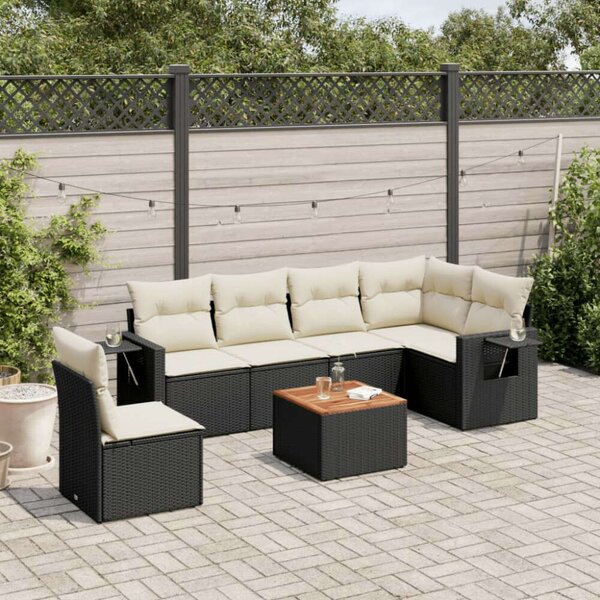 VidaXL Polyrattan Kerti Ülőgarnitúra - 7 részes - Fekete