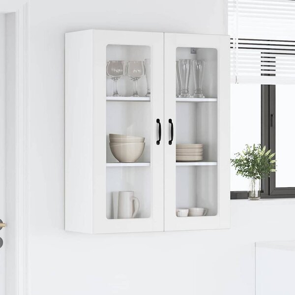 VidaXL Fali üveges szekrény PORTO Magas Fényű Fehér 80 x 31 x 100 cm