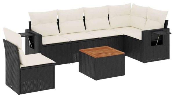 VidaXL Polyrattan Kerti Ülőgarnitúra - 7 részes - Fekete