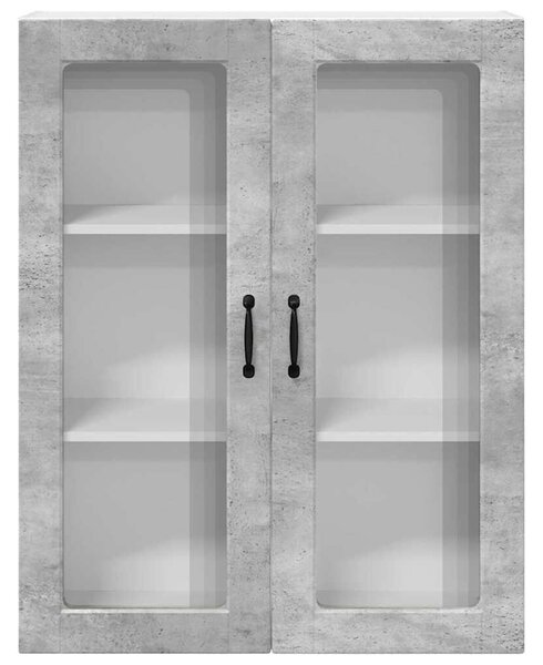 VidaXL Fali üveges szekrény PORTO Beton Szürke 80 x 31 x 100 cm
