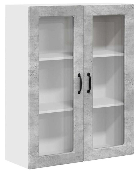 VidaXL Fali üveges szekrény PORTO Beton Szürke 80 x 31 x 100 cm