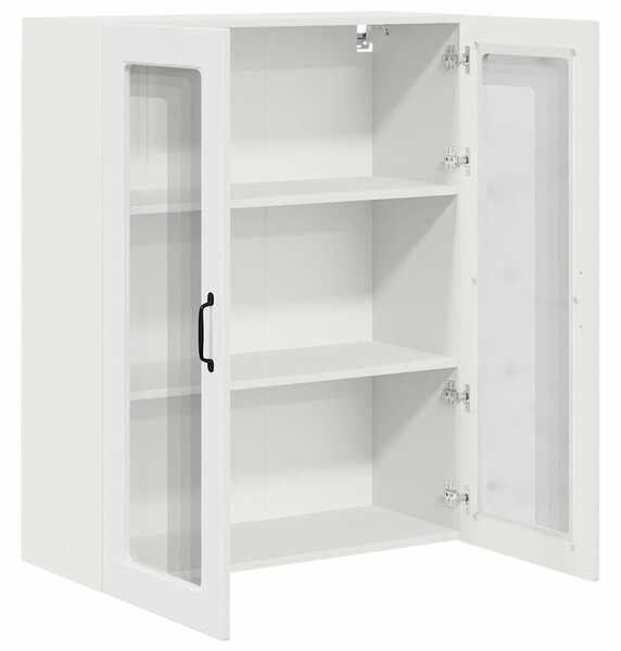 VidaXL Fali üveges szekrény PORTO Magas Fényű Fehér 80 x 31 x 100 cm