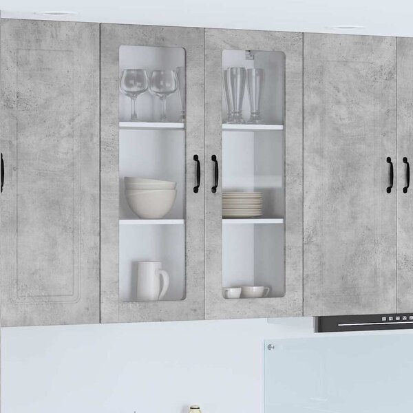 VidaXL Fali üveges szekrény PORTO Beton Szürke 80 x 31 x 100 cm