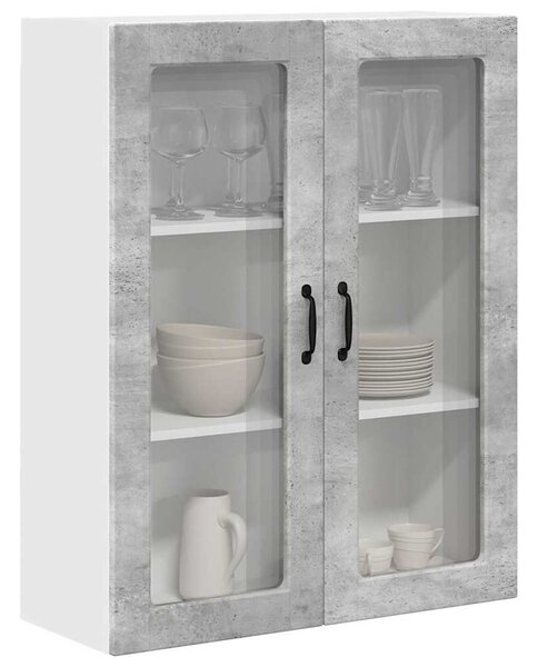 VidaXL Fali üveges szekrény PORTO Beton Szürke 80 x 31 x 100 cm