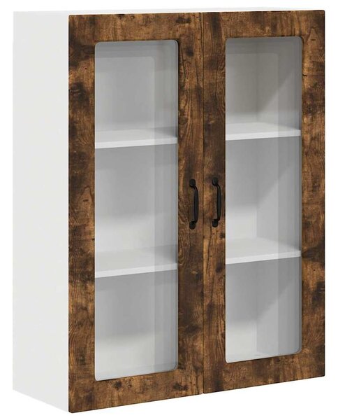 VidaXL Fali üveges szekrény PORTO Füstölt tölgy 80 x 31 x 100 cm