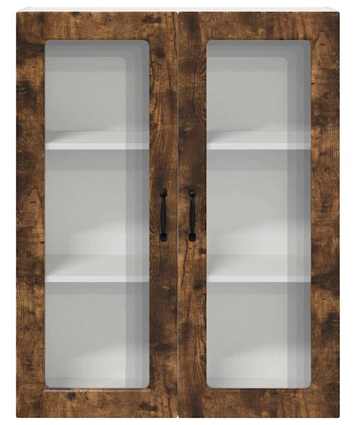 VidaXL Fali üveges szekrény PORTO Füstölt tölgy 80 x 31 x 100 cm