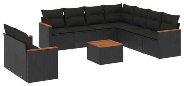 VidaXL Polyrattan Kerti Ülőgarnitúra - 10 részes - Fekete