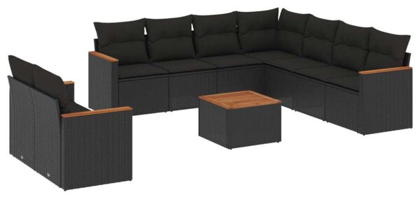 VidaXL Polyrattan Kerti Ülőgarnitúra - 10 részes - Fekete