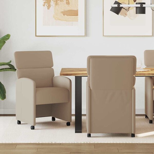 VidaXL Kerekes Étkező Székek 2 pcs Cappuccino 58 x 65 x 98 cm Műbőr