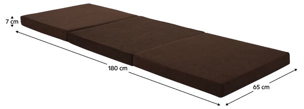 KONDELA Összehajtható matrac, hab, 65x180, barna, LEVI 65