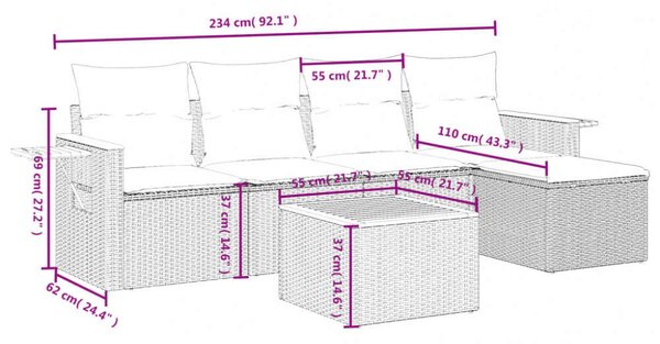 VidaXL Polyrattan Kerti Ülőgarnitúra - 6 részes - Bézs