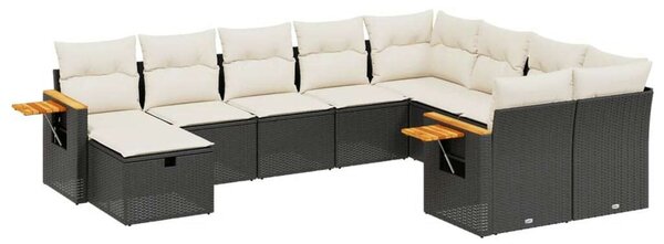 VidaXL Polyrattan Kerti Ülőgarnitúra - 10 részes - Fekete