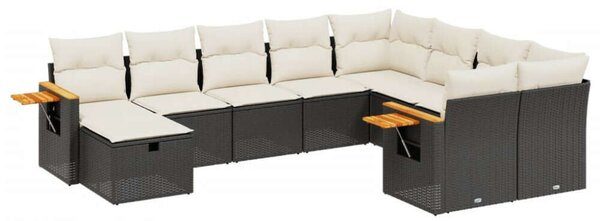 VidaXL Polyrattan Kerti Ülőgarnitúra - 10 részes - Fekete