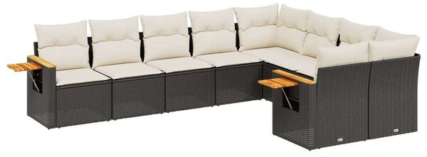 VidaXL Polyrattan Kerti Ülőgarnitúra - 9 részes - Fekete