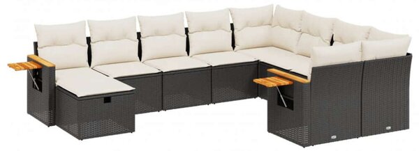 VidaXL Polyrattan Kerti Ülőgarnitúra - 10 részes - Fekete