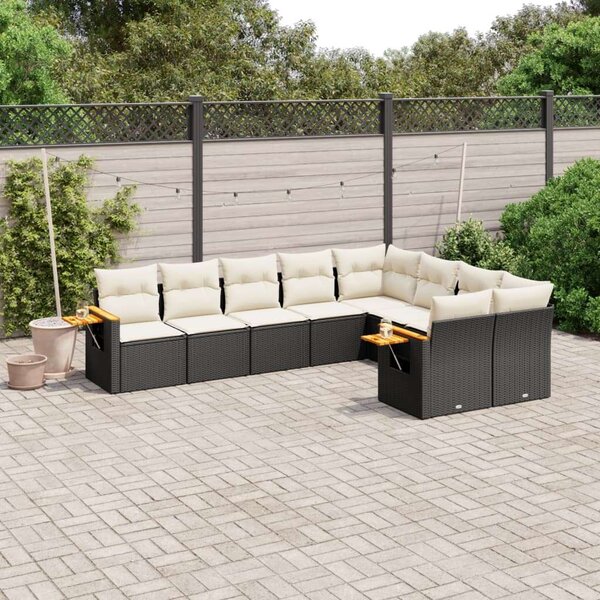 VidaXL Polyrattan Kerti Ülőgarnitúra - 9 részes - Fekete