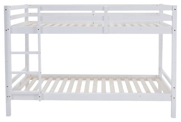 KONDELA Emeletes ágy, 90x200, tömör fa, fehér, INEZA