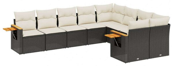 VidaXL Polyrattan Kerti Ülőgarnitúra - 9 részes - Fekete