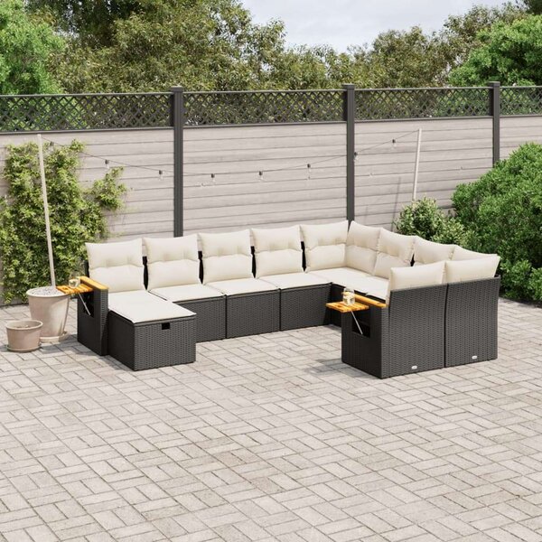 VidaXL Polyrattan Kerti Ülőgarnitúra - 10 részes - Fekete