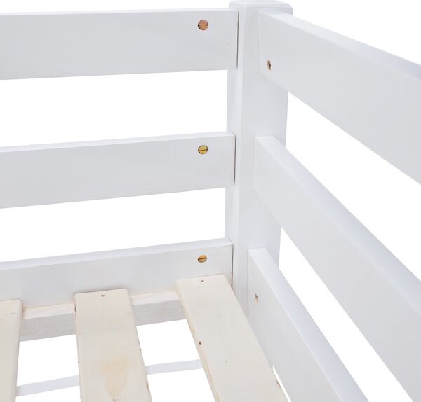 KONDELA Emeletes ágy, 90x200, tömör fa, fehér, INEZA