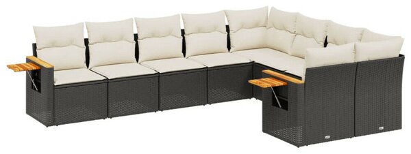 VidaXL Polyrattan Kerti Ülőgarnitúra - 9 részes - Fekete
