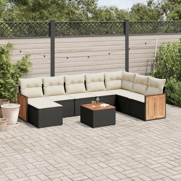 VidaXL Polyrattan Kerti Ülőgarnitúra - 9 részes - Fekete