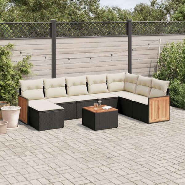 VidaXL Polyrattan Kerti Ülőgarnitúra - 9 részes - Fekete