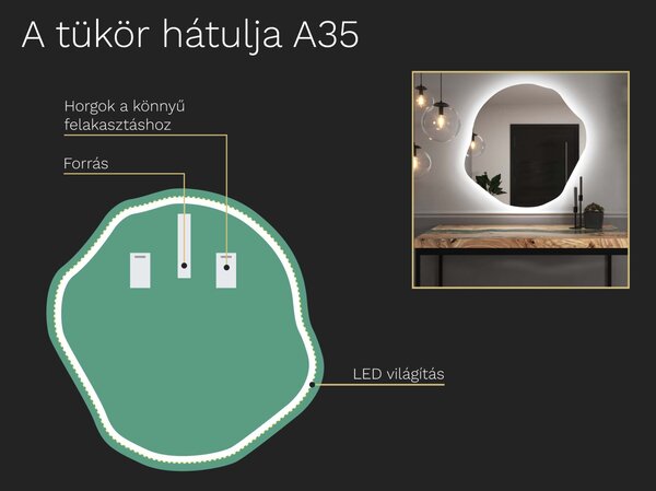 Organikus tükör LED világítással A35