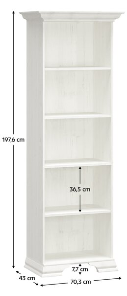 KONDELA Nyitott polcos szekrény, andersen fenyő, IRINA