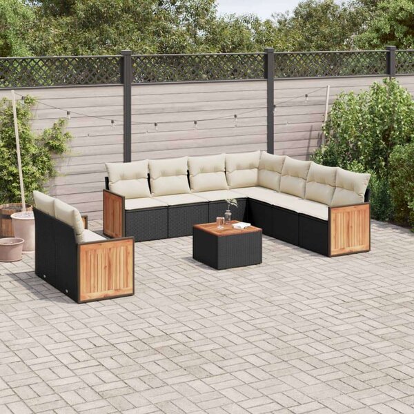 VidaXL Polyrattan Kerti Ülőgarnitúra - 10 részes - Fekete