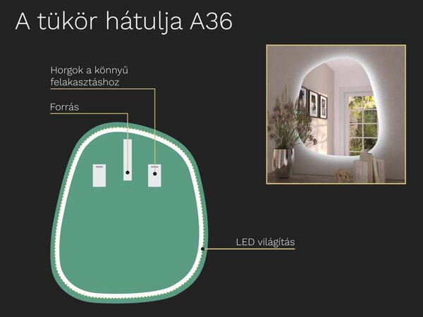 Organikus tükör LED világítással A36